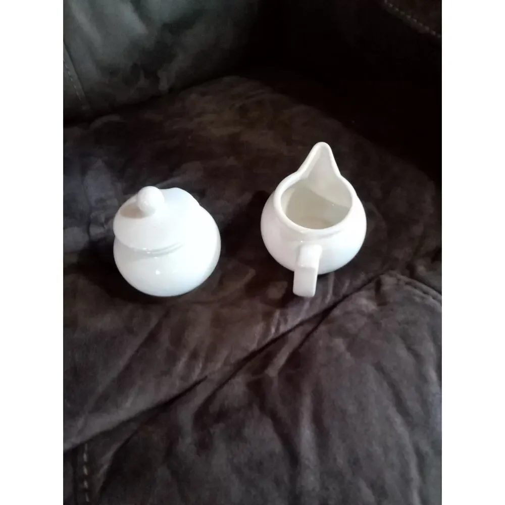 Vintage Ivory Creamer And Sugar With Lid Set Made In England